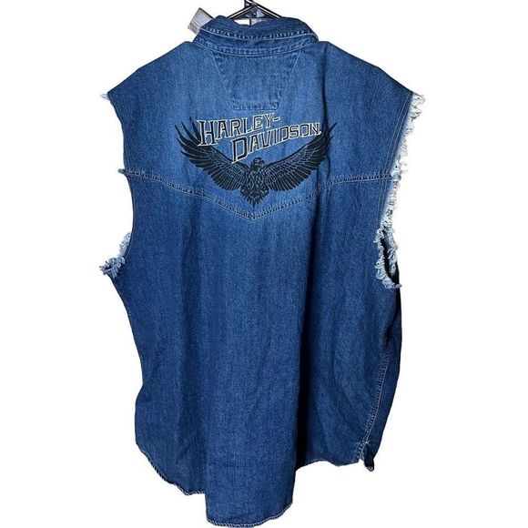 Harley Davidson Distressed Vest 3XL - Picture 3 of 4
